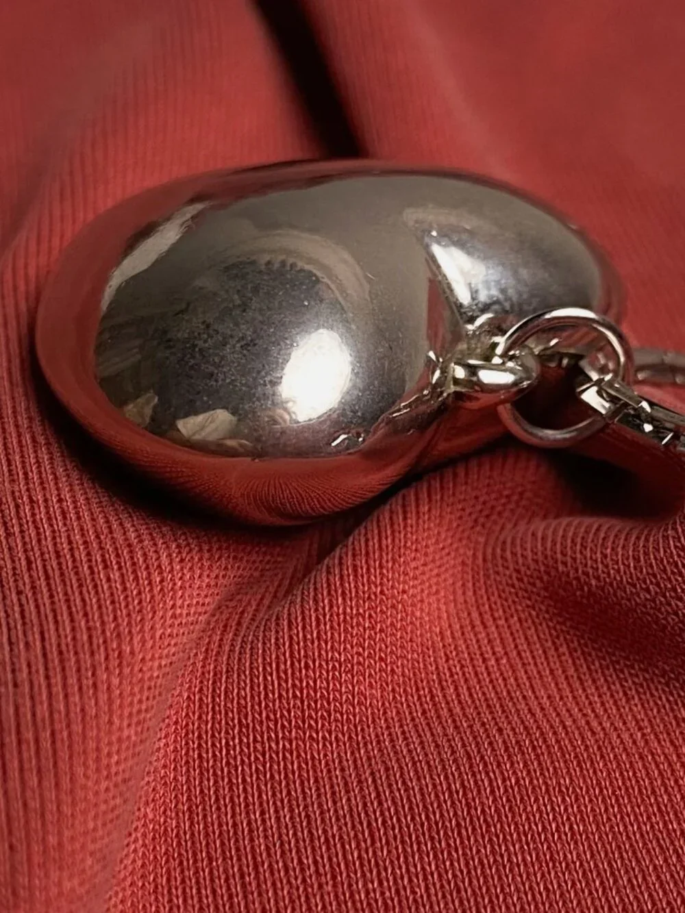 Vintage Puffy Heart 3D Love Valentine Silver Pendant Y2K Style Chain Necklace